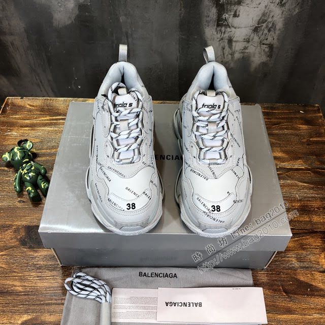 Balenciaga經典款男女鞋 巴黎世家頂級版本Triple S透氣3M反光姥爹復古運動鞋 Balenciaga情侶款老爹鞋  hdbl1171